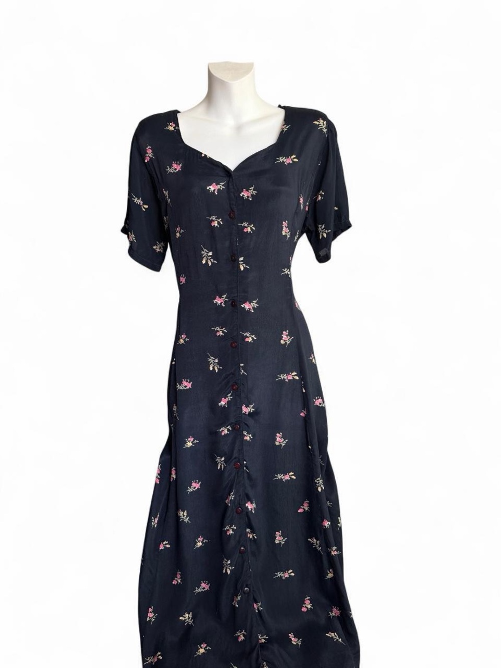 SACHI Black Maxi Dress with Pink & Cream Floral Print